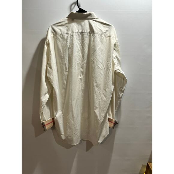 Burberry Brit Men’s Cream Long Sleeve Button Shirt xxl Nova Check Collar Cuff - Picture 4 of 8